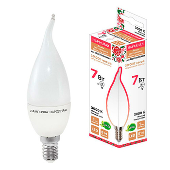 Лампа светодиодная TDM WFC37-7 Вт-230 В 3000 К E14 Народная - Светильники - Лампы - Магазин электротехнических товаров Проф Ток