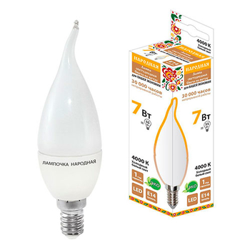 Лампа светодиодная TDM WFС37-7 Вт-230 В-4000 К–E14 Народная - Светильники - Лампы - Магазин электротехнических товаров Проф Ток